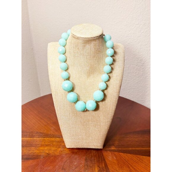 J.Crew Faceted Bead/Rhinestone Necklace in Aqua Blue - Picture 1 of 6